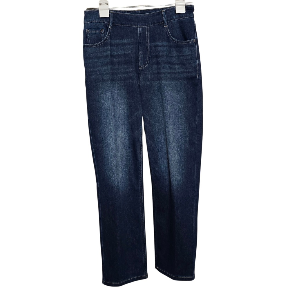 Halara Flex Pull On Straight Leg Jeans M Petite Dark Indigo TikTok Viral